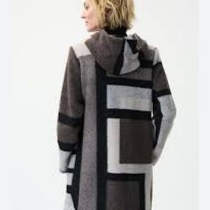 JOSEPH RIBKOFFGEO KNIT COAT NEUTRAL size medium abstract print
